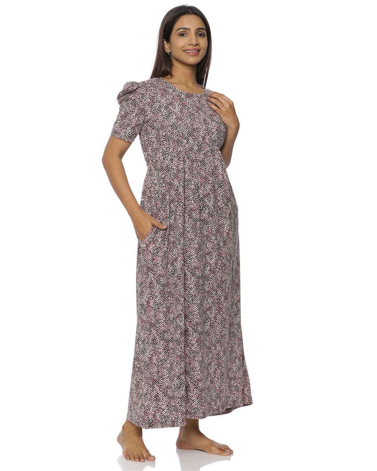 Sahara | Casual Non-Maternity Loungewear - Puff Sleeve | Full Length