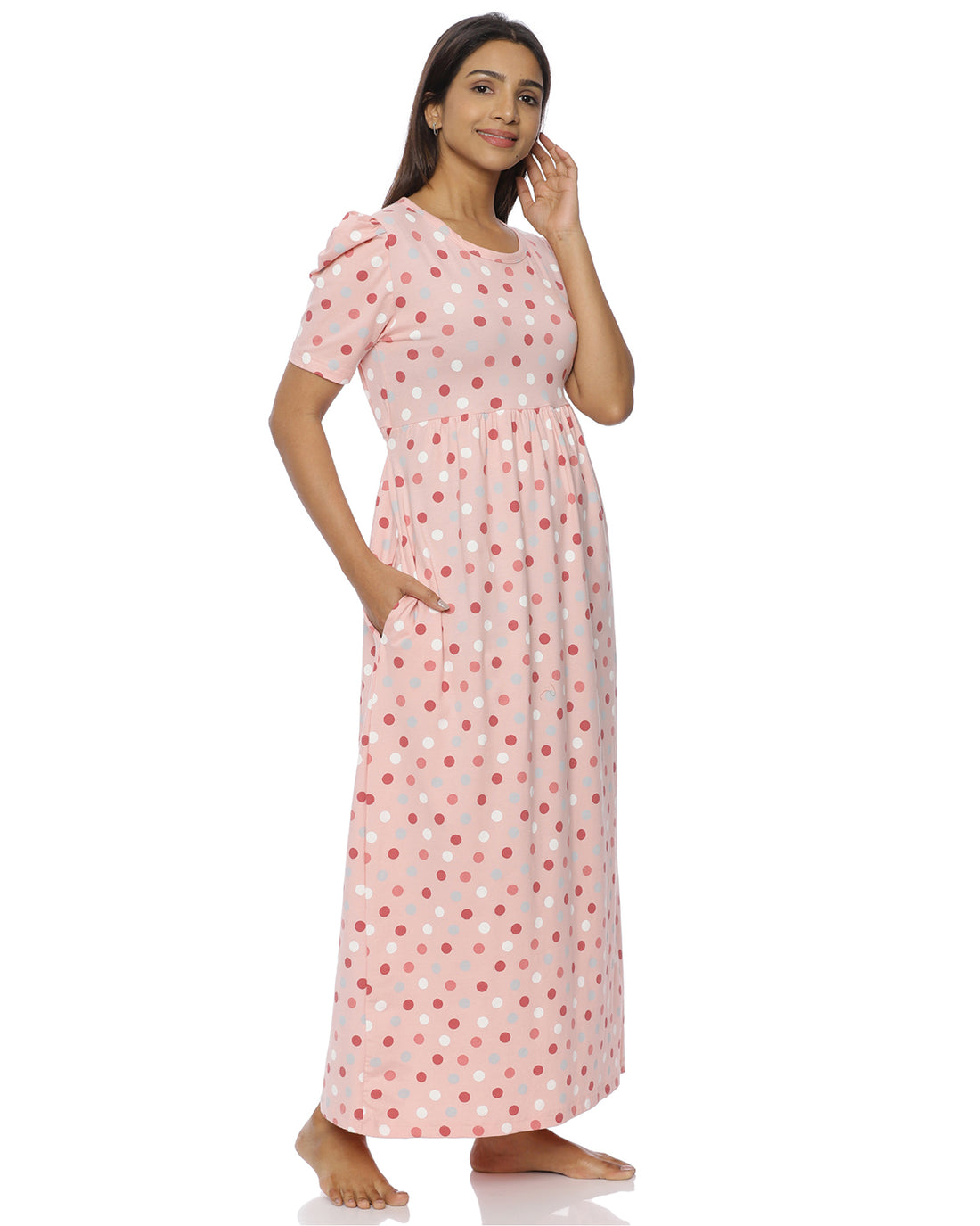 Peach Polka Casual Loungewear - Full Length