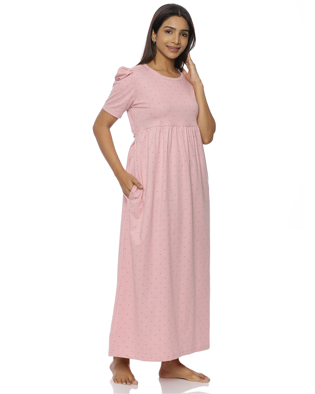 Tiny Hearts | Casual Non-Maternity Loungewear - Puff Sleeve | Full Length