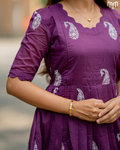 Tivra_Wine Chanderi Maternity Maxi with Full Cotton Lining