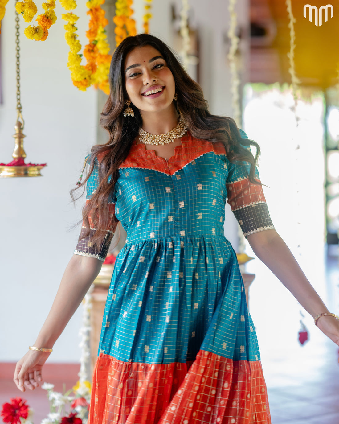 Dhikshana_01 Fancy Silk Maternity Maxi with Full Cotton Lining - product image 3 | MMWEAR