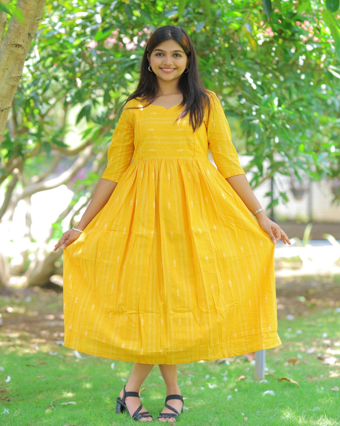Manjal_arrow | Maternity Maxi with Full Lining [Double Side Zips]