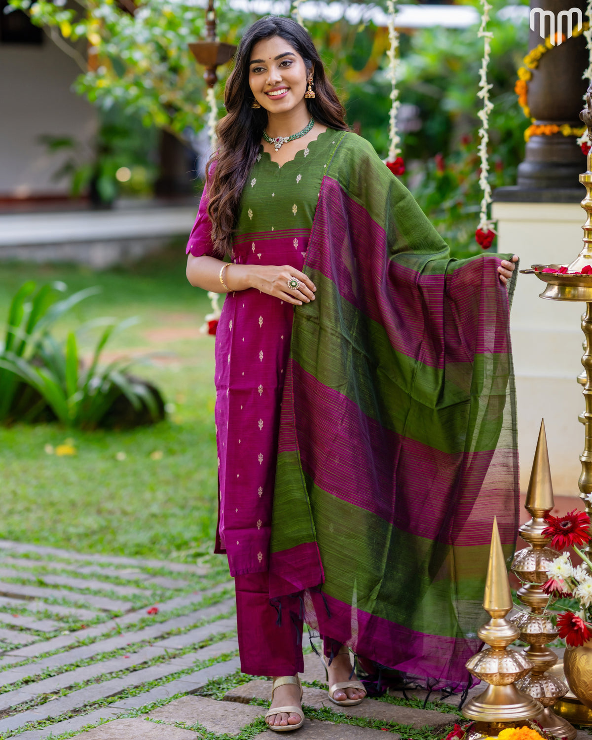 Mullai_V1 Premium Raw Silk Maternity Kurti Set with top cotton lining