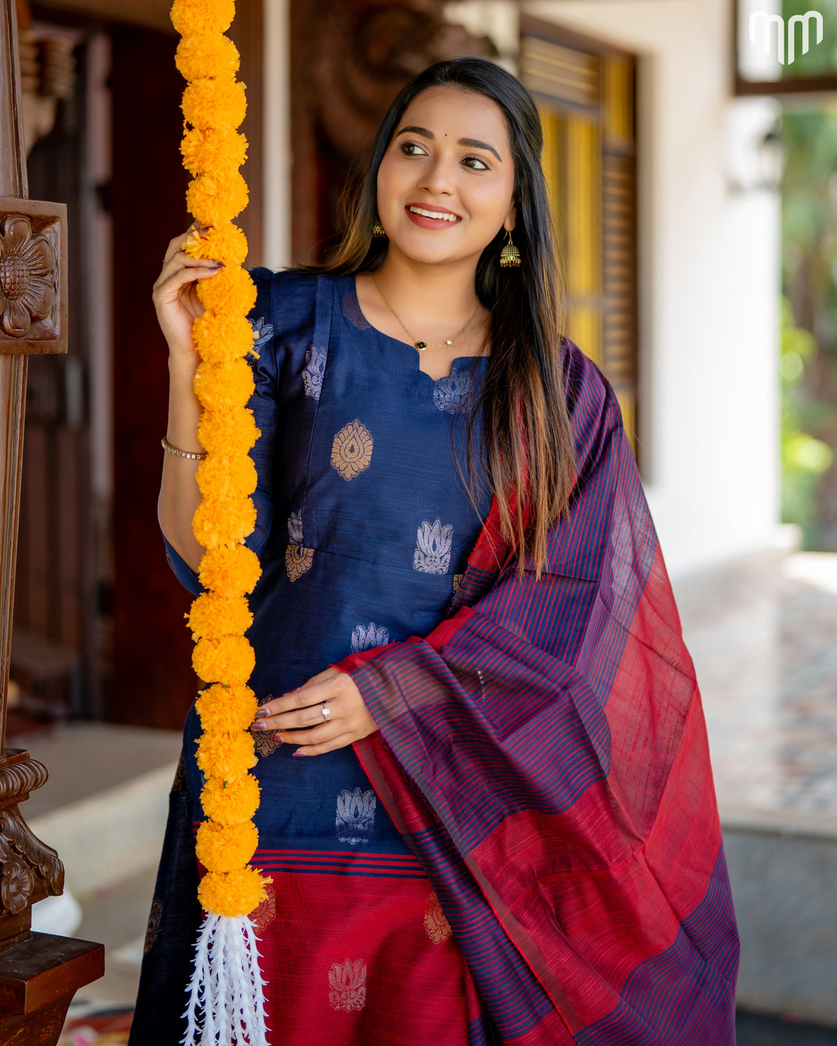 Ezhil_V1 Premium Raw Silk Maternity Kurti Set with top cotton lining