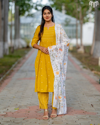 Mustard Pretty Maternity Kurti Set