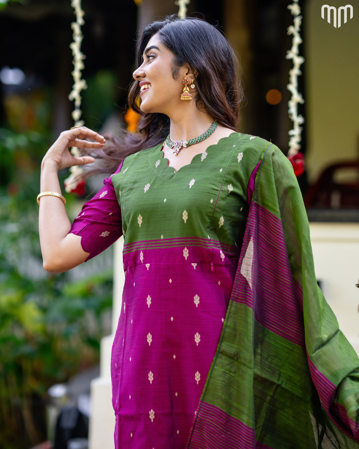 Mullai_V1 Premium Raw Silk Maternity Kurti Set with top cotton lining