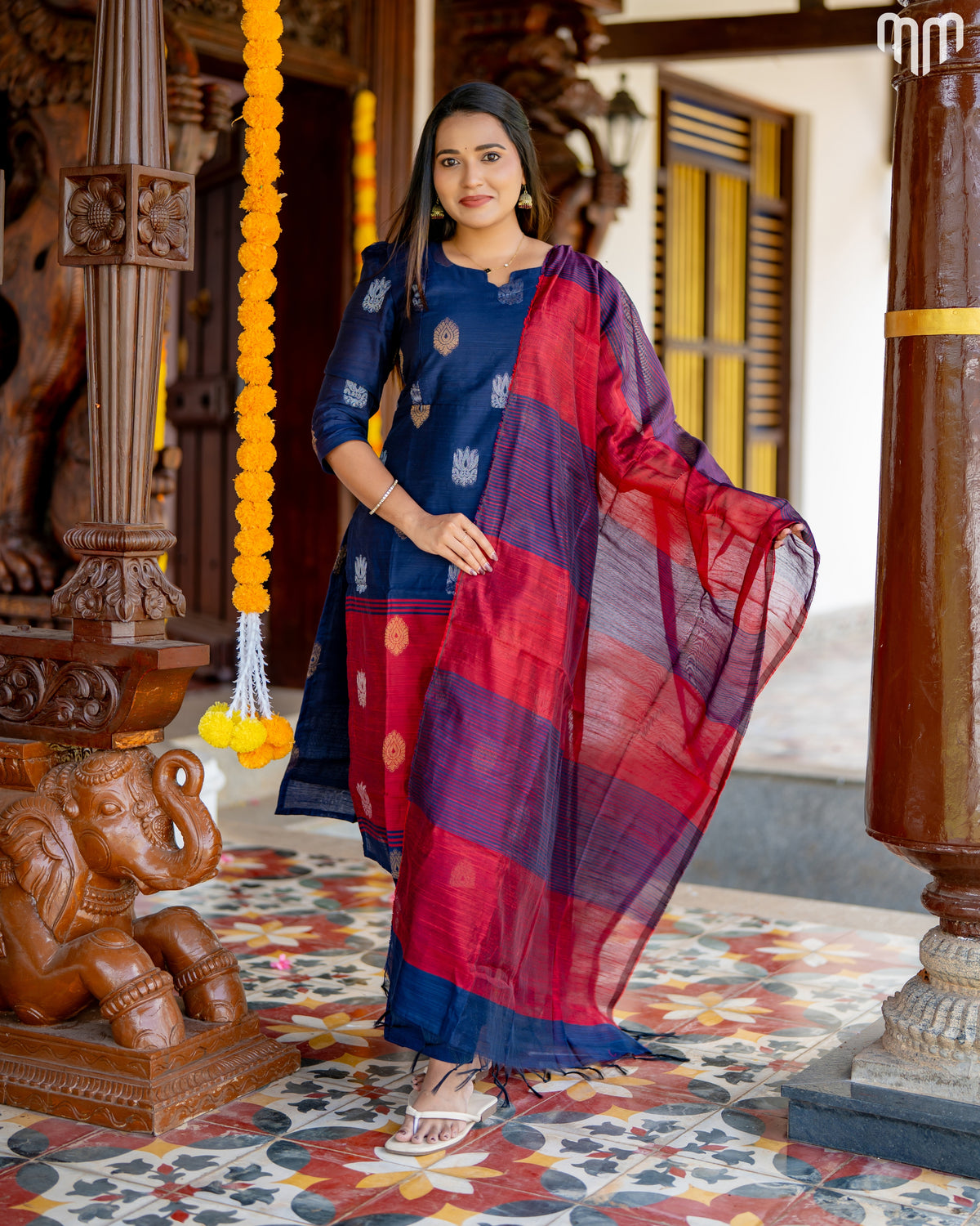 Ezhil_V1 Premium Raw Silk Maternity Kurti Set with top cotton lining