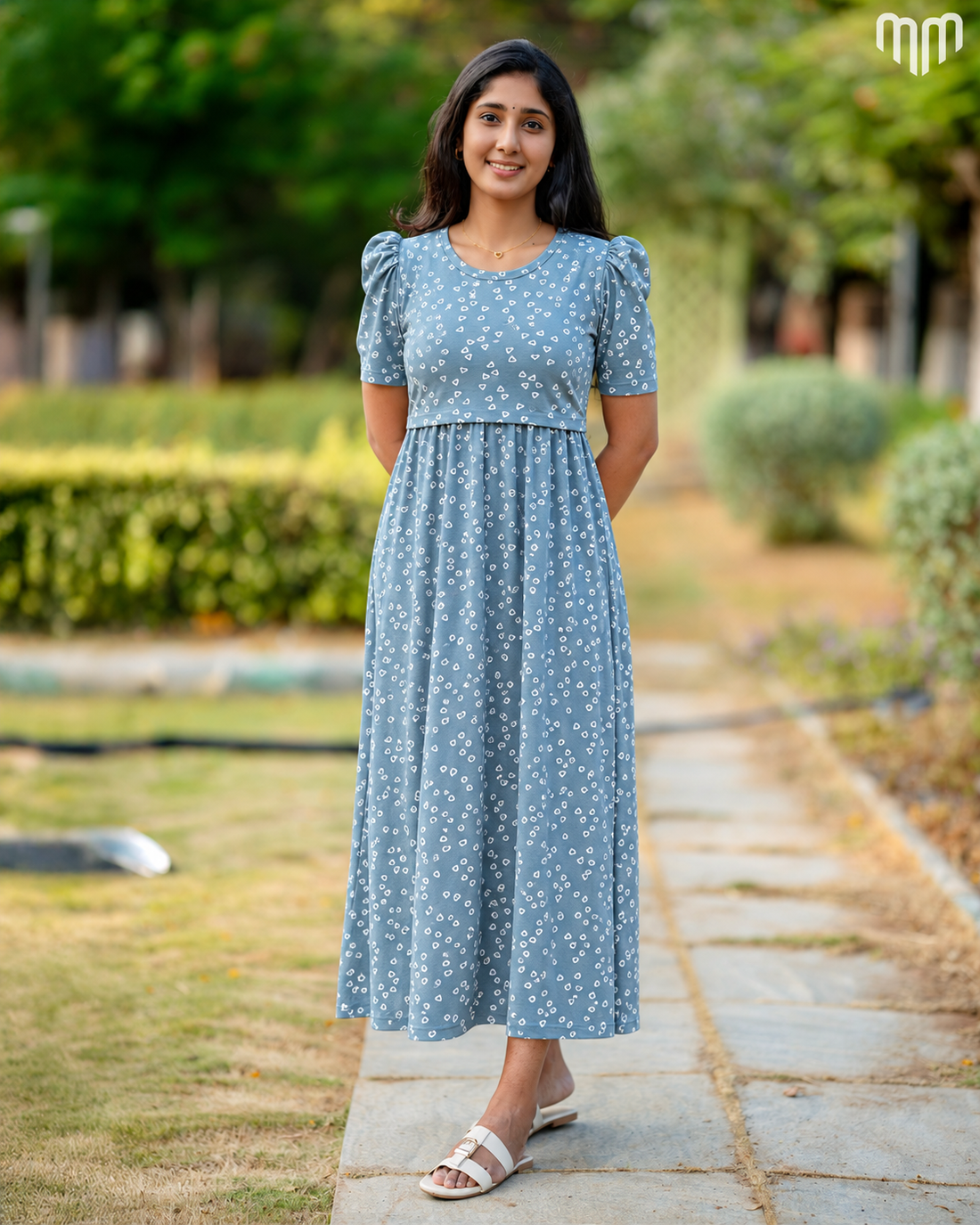 Misty Blue Hearts Zipless Maternity Loungewear – Full Length - product image 1 | MMWEAR