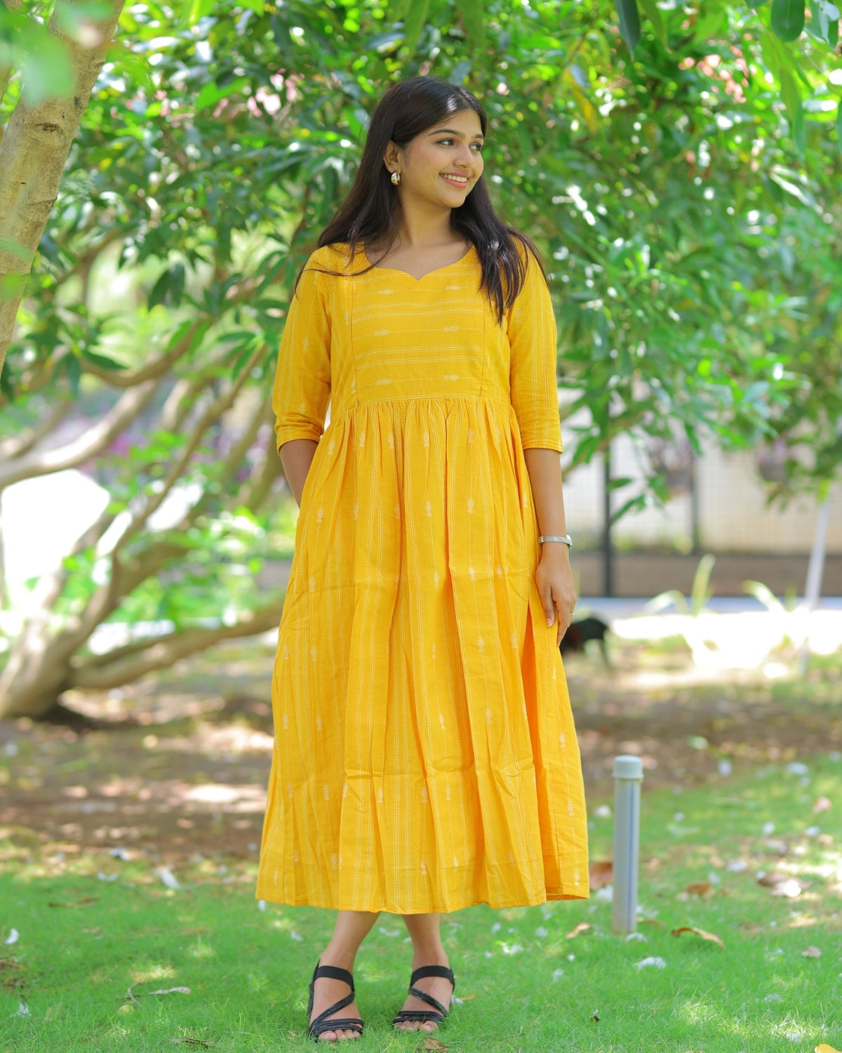 Manjal_arrow | Maternity Maxi with Full Lining [Double Side Zips]