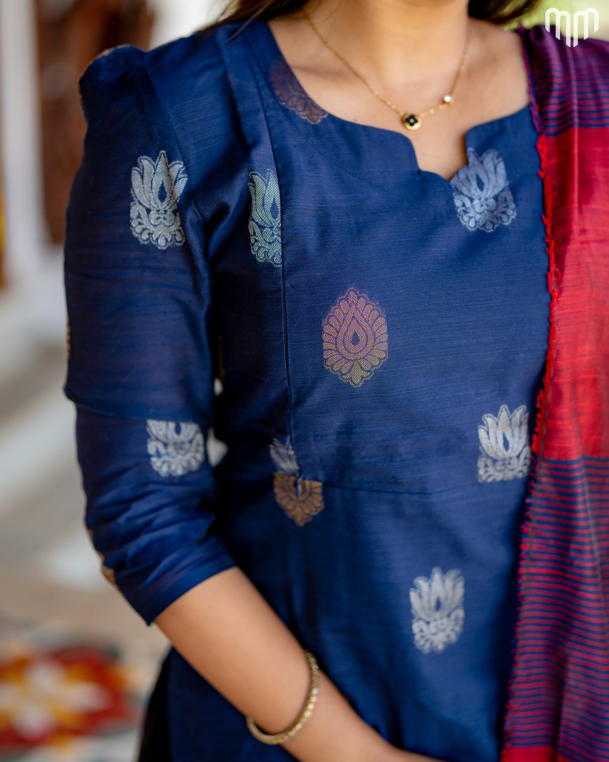 Ezhil_V1 Premium Raw Silk Maternity Kurti Set with top cotton lining