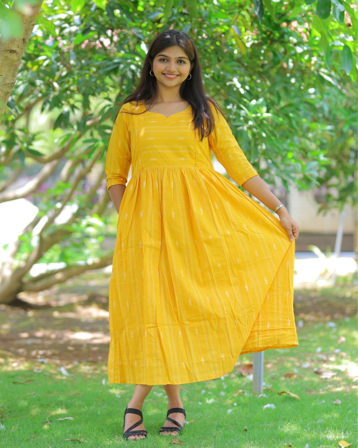 Manjal_arrow | Maternity Maxi with Full Lining [Double Side Zips]