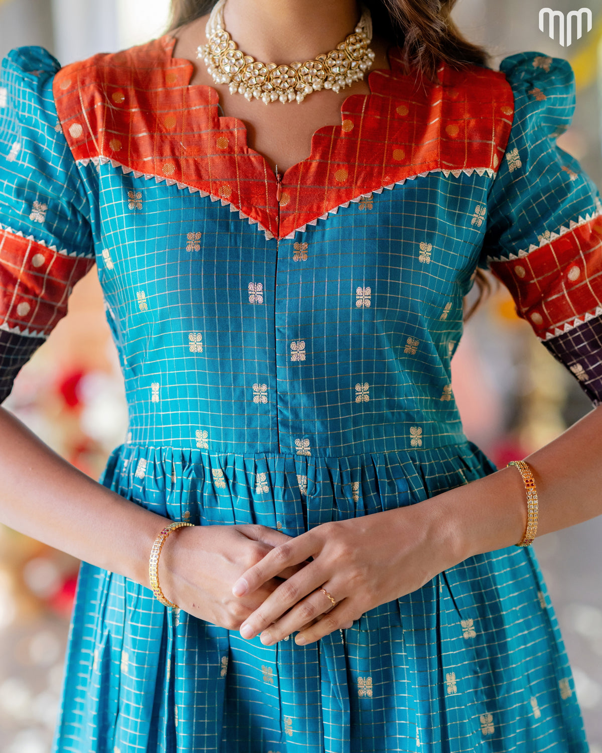 Dhikshana_01 Fancy Silk Maternity Maxi with Full Cotton Lining