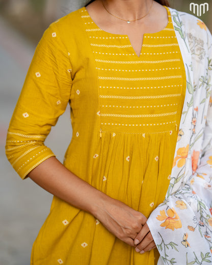 Mustard Pretty Maternity Kurti Set