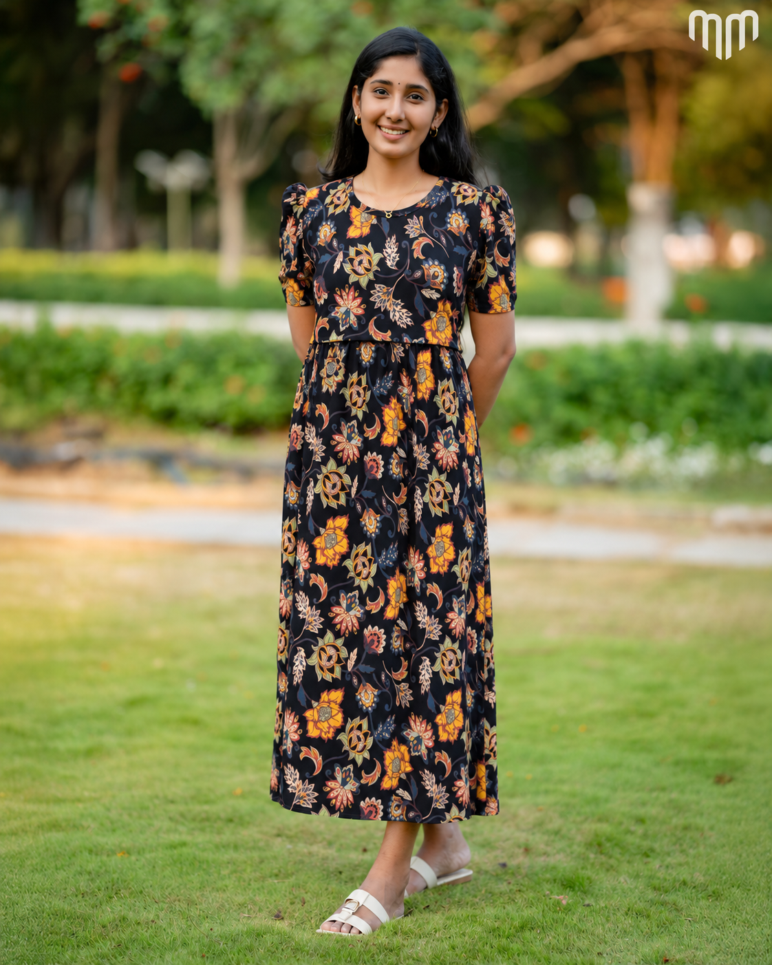 Midnight Botanical Zipless Maternity Loungewear – Full Length