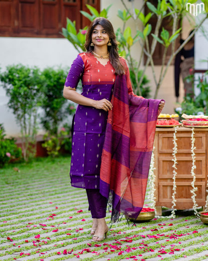 Mullai_V2 Premium Raw Silk Maternity Kurti Set with top cotton lining
