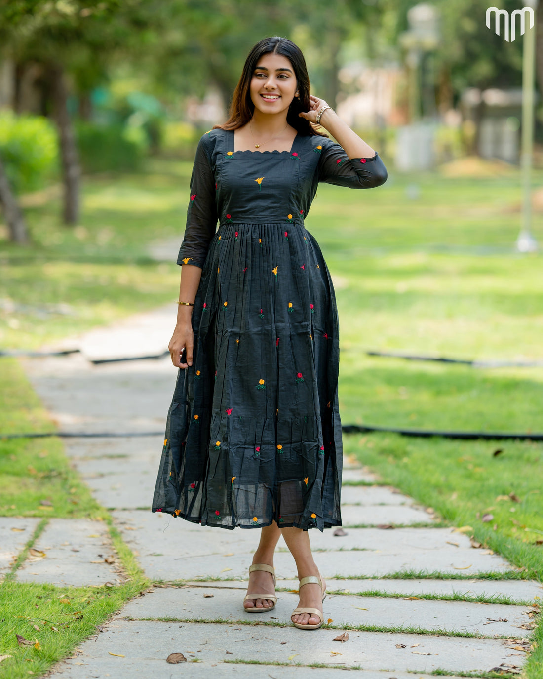 Niram_Black Chanderi Maternity Maxi with Full Cotton Lining - product image 1 | MMWEAR