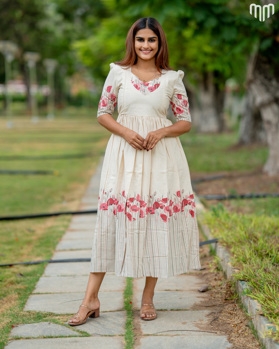 Heyday_Red Handloom Cotton Maternity Maxi