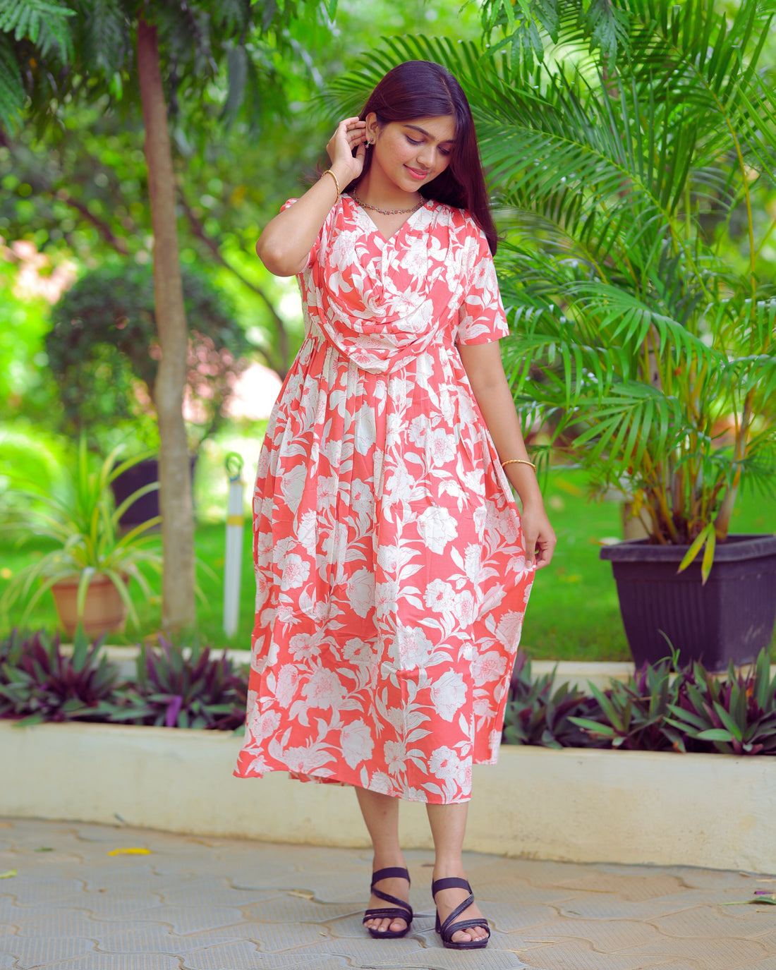 Anvi | Dupatta-Attached Maternity Maxi [Center Zip]