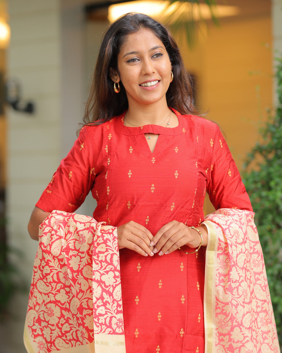 Red- Agalya | Maternity Kurti with Lining