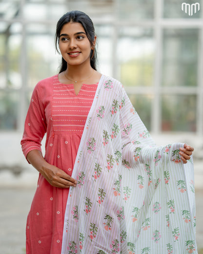 Coral Pretty Maternity Kurti Set