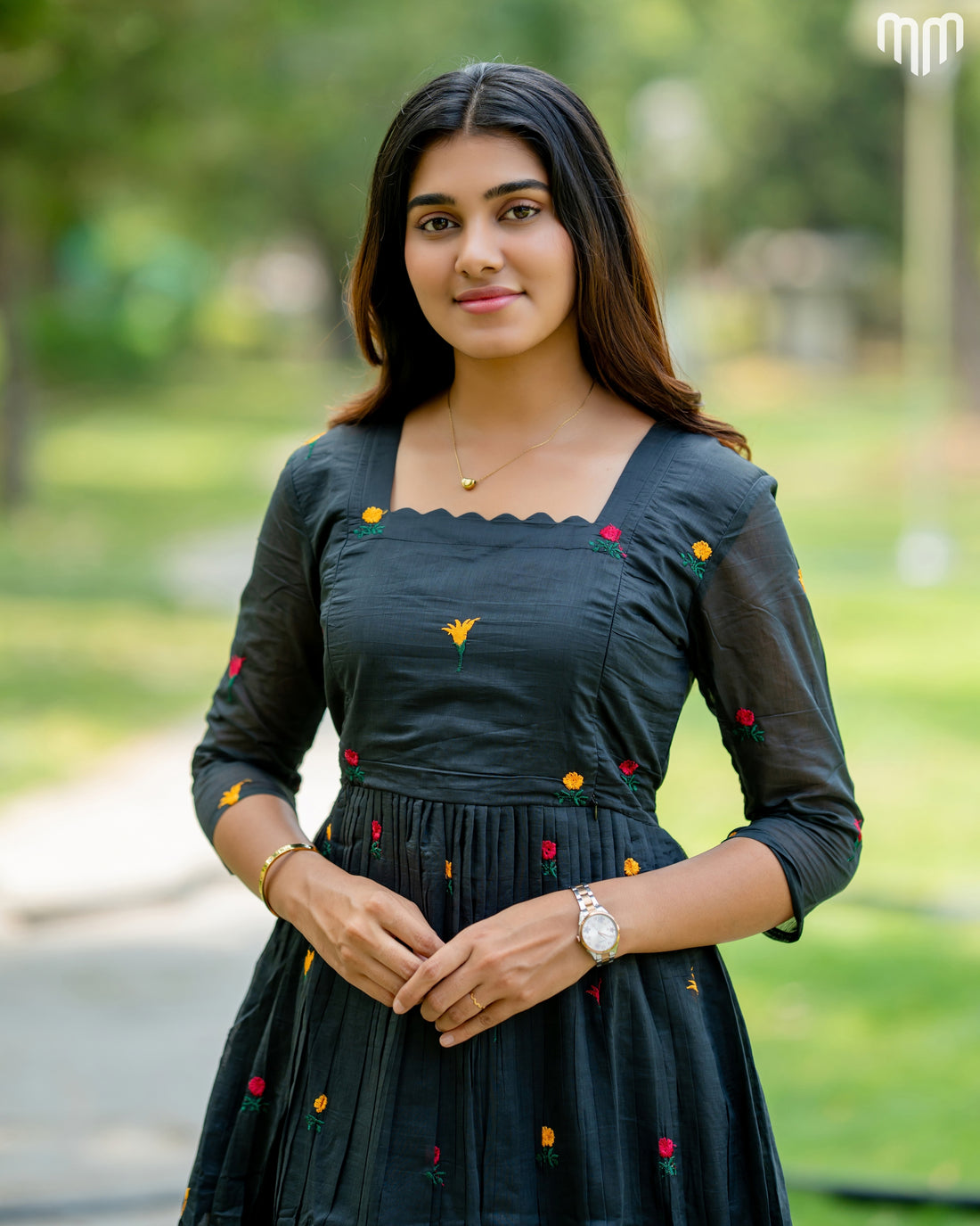 Niram_Black Chanderi Maternity Maxi with Full Cotton Lining - product image 2 | MMWEAR