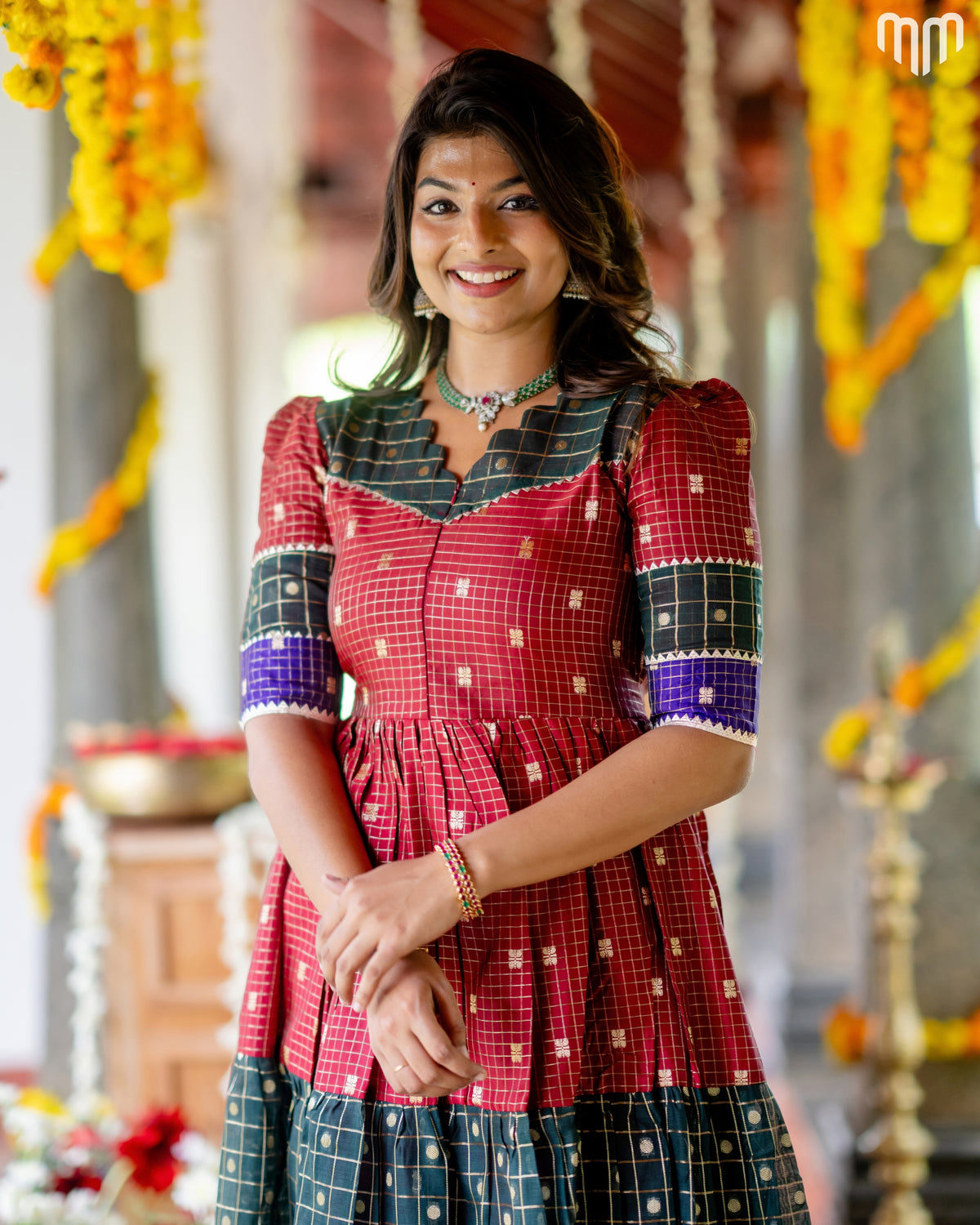 Dhikshana_02 Fancy Silk Maternity Maxi with Full Cotton Lining