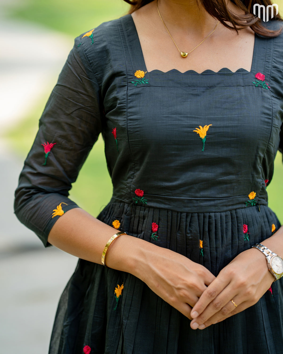 Niram_Black Chanderi Maternity Maxi with Full Cotton Lining - product image 3 | MMWEAR