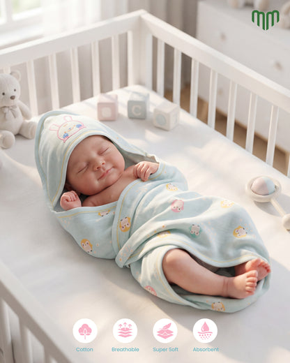 Double Layer Muslin Hooded Towels - Combo Pack of 2