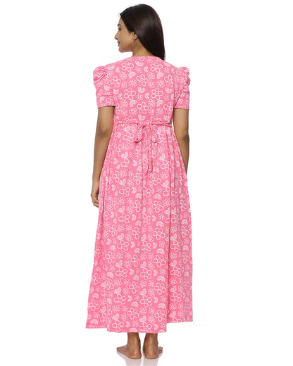 Pink-Bloom Casual Loungewear -  Full Length