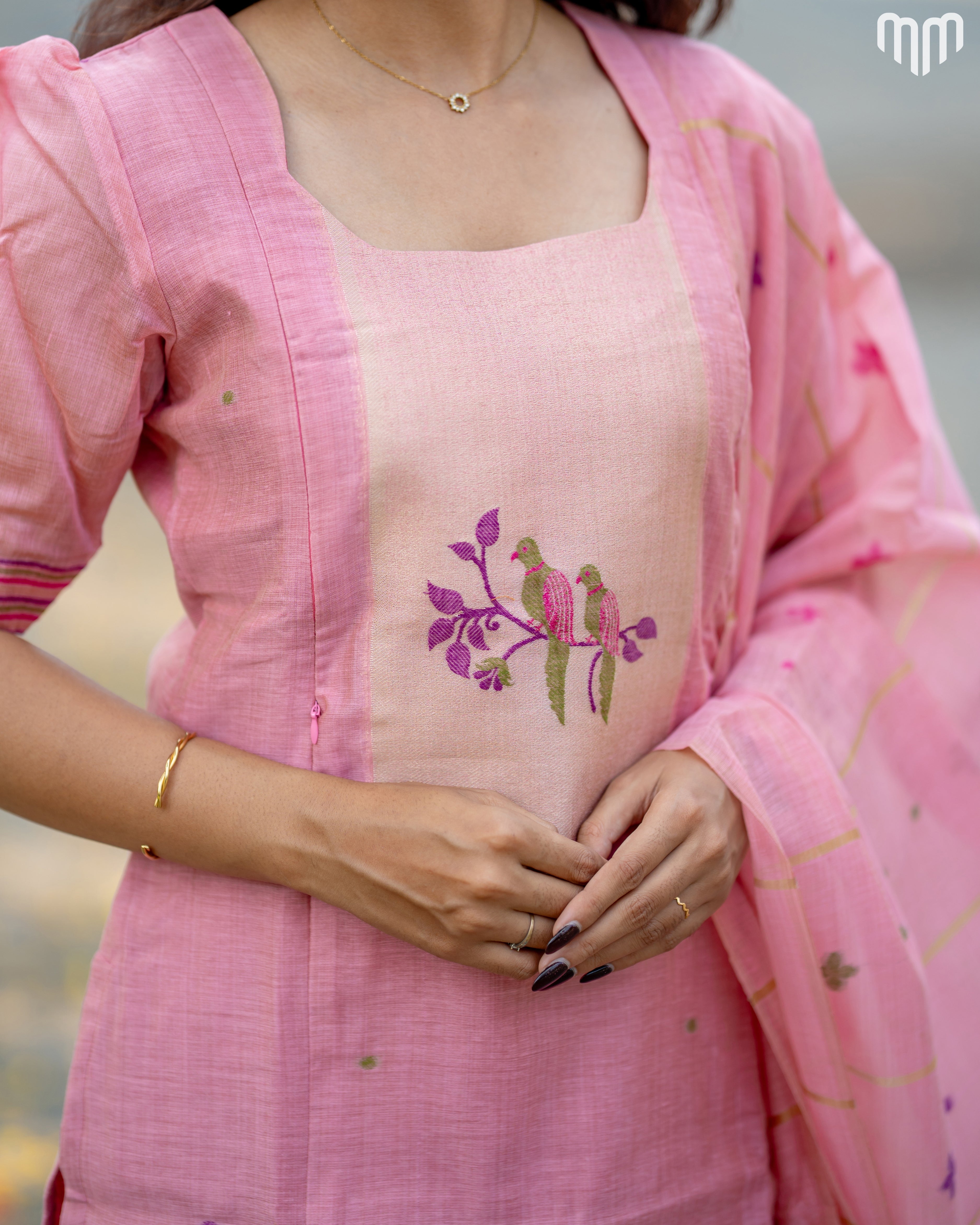 Pink-Iris Maternity Kurti Set