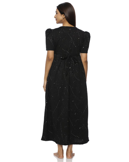 Black Foil Casual Loungewear - Full Length