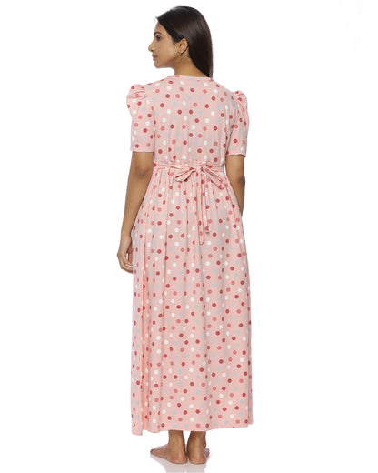 Peach Polka Casual Loungewear - Full Length