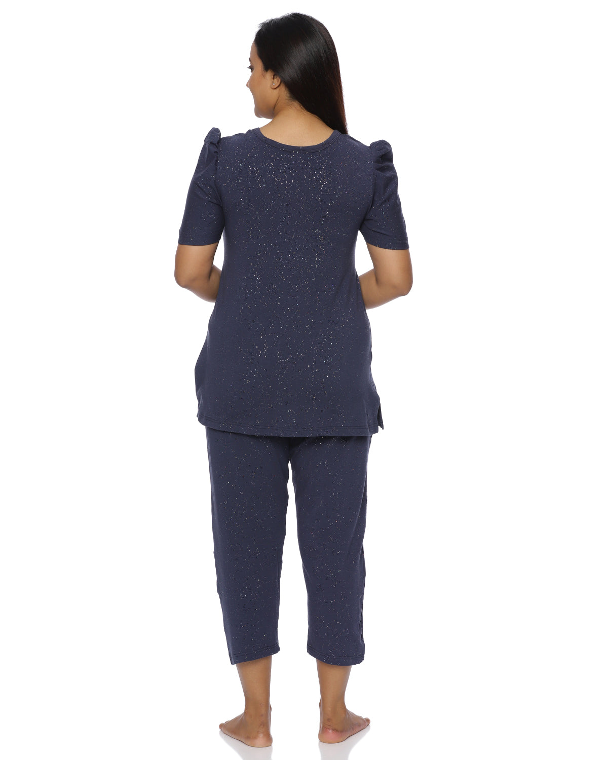 Glitter Navy Zipless Feeding Pant Set