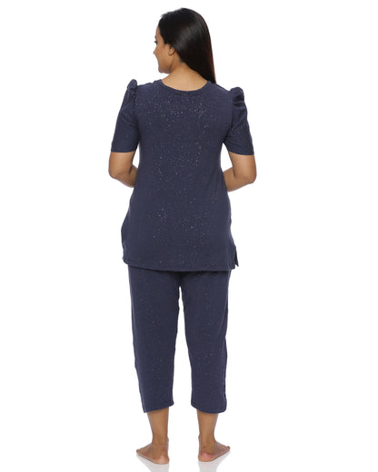 Glitter Navy Zipless Feeding Pant Set