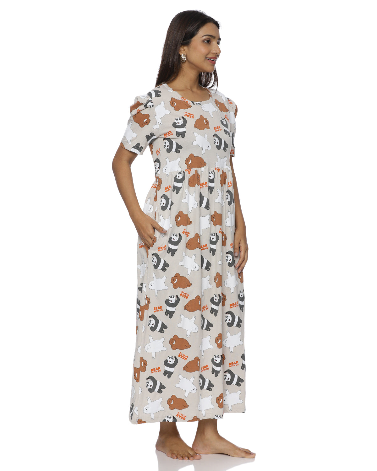 Cute Bear | Casual Non-Maternity Loungewear - Puff Sleeve | Full Length