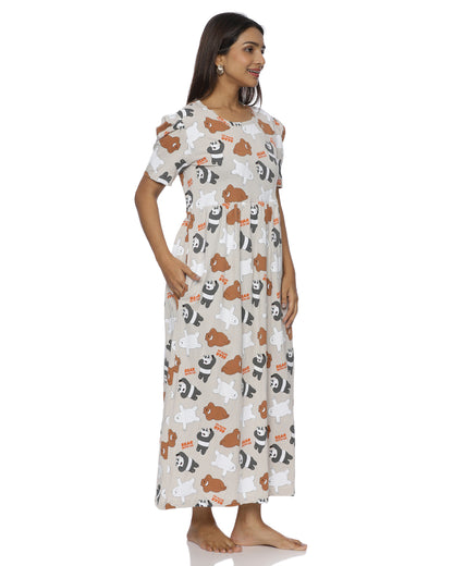 Cute Bear | Casual Non-Maternity Loungewear - Puff Sleeve | Full Length