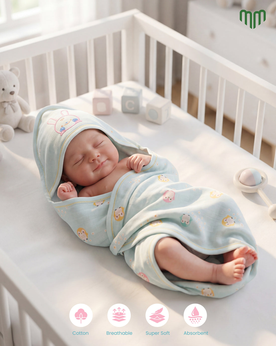 Little Rabbit - Double Layer Muslin Hooded Towel