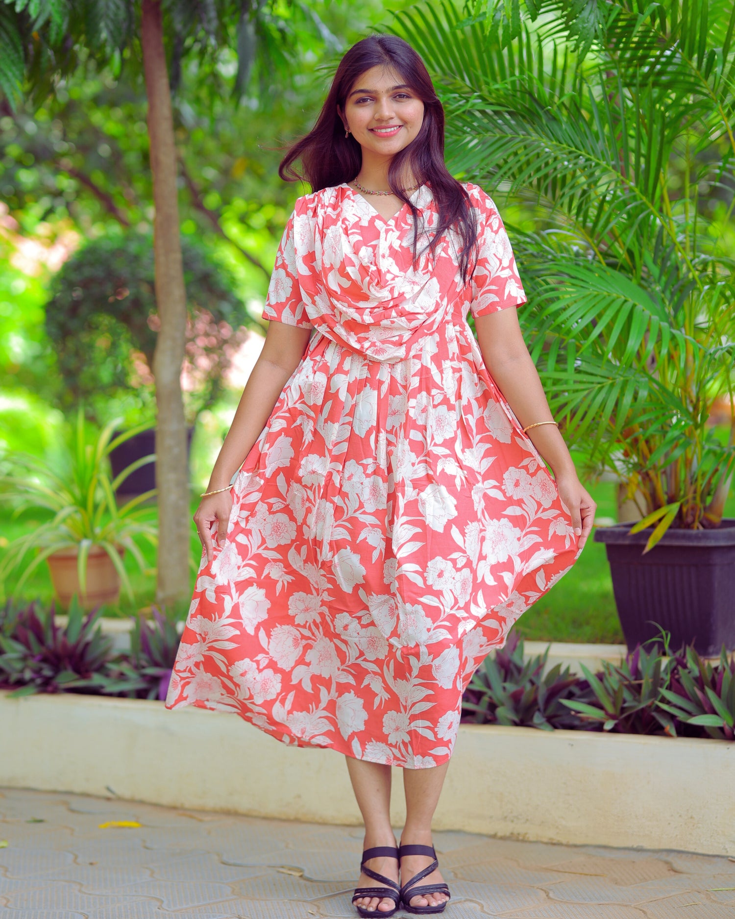Anvi | Dupatta-Attached Maternity Maxi [Center Zip]