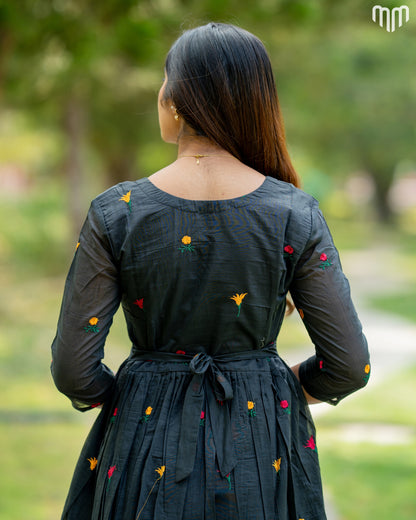 Niram_Black Chanderi Maternity Maxi with Full Cotton Lining - product image 4 | MMWEAR