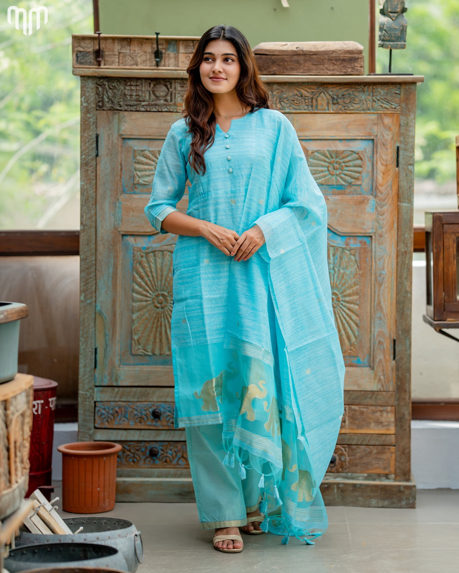 Blue-Mimee Maternity Kurti Set
