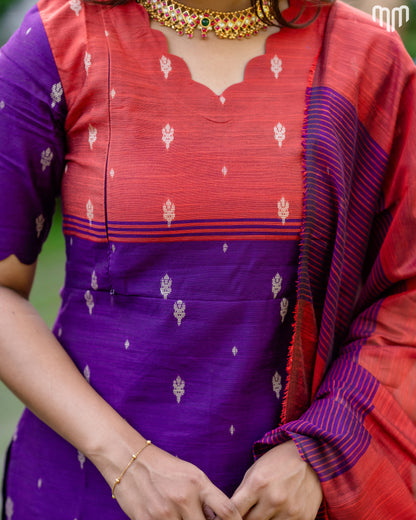 Mullai_V2 Premium Raw Silk Maternity Kurti Set with top cotton lining