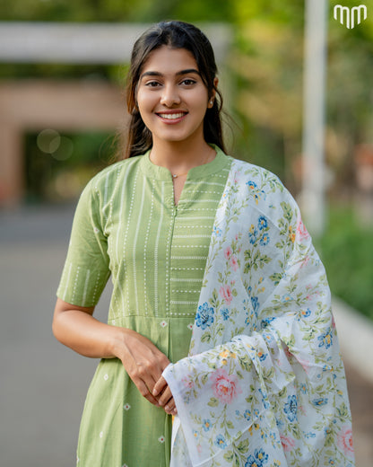 Sage Green Pretty Maternity Kurti Set