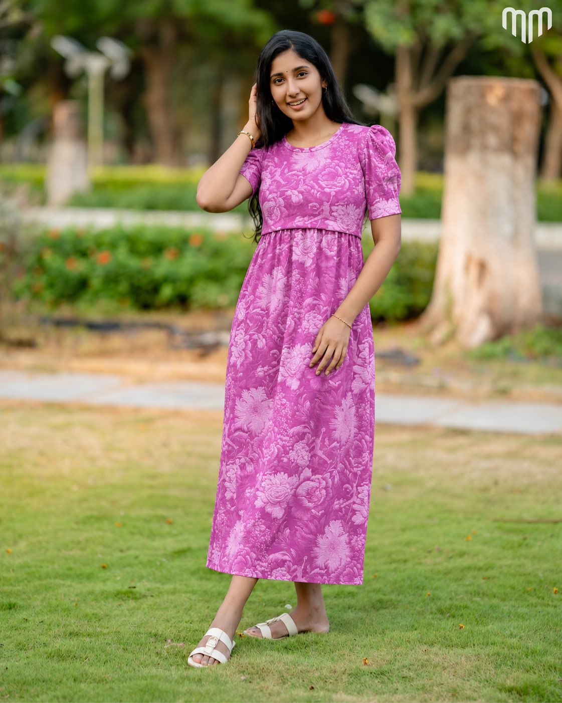 Magenta Rose Garden Zipless Maternity Loungewear – Full Length