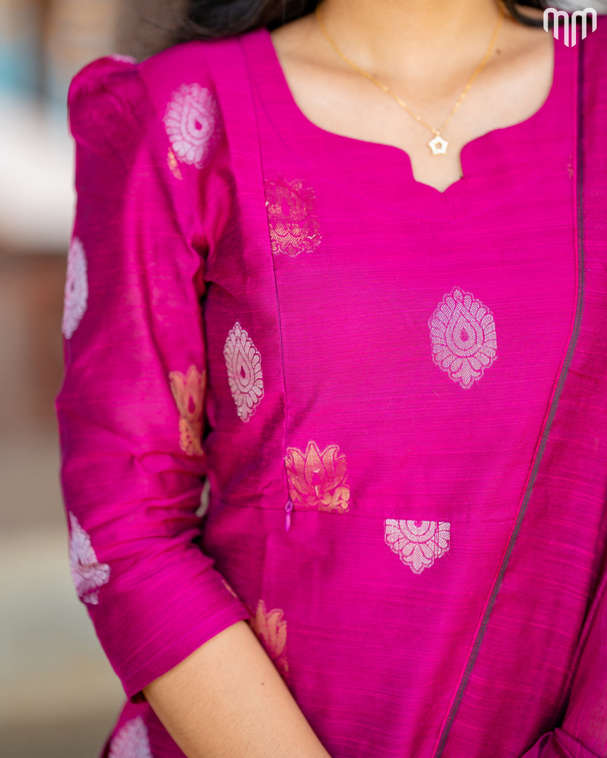 Ezhil_V4 Premium Raw Silk Maternity Kurti Set with top cotton lining