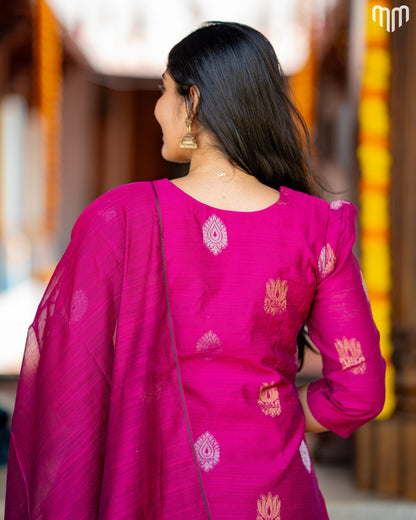 Ezhil_V4 Premium Raw Silk Maternity Kurti Set with top cotton lining