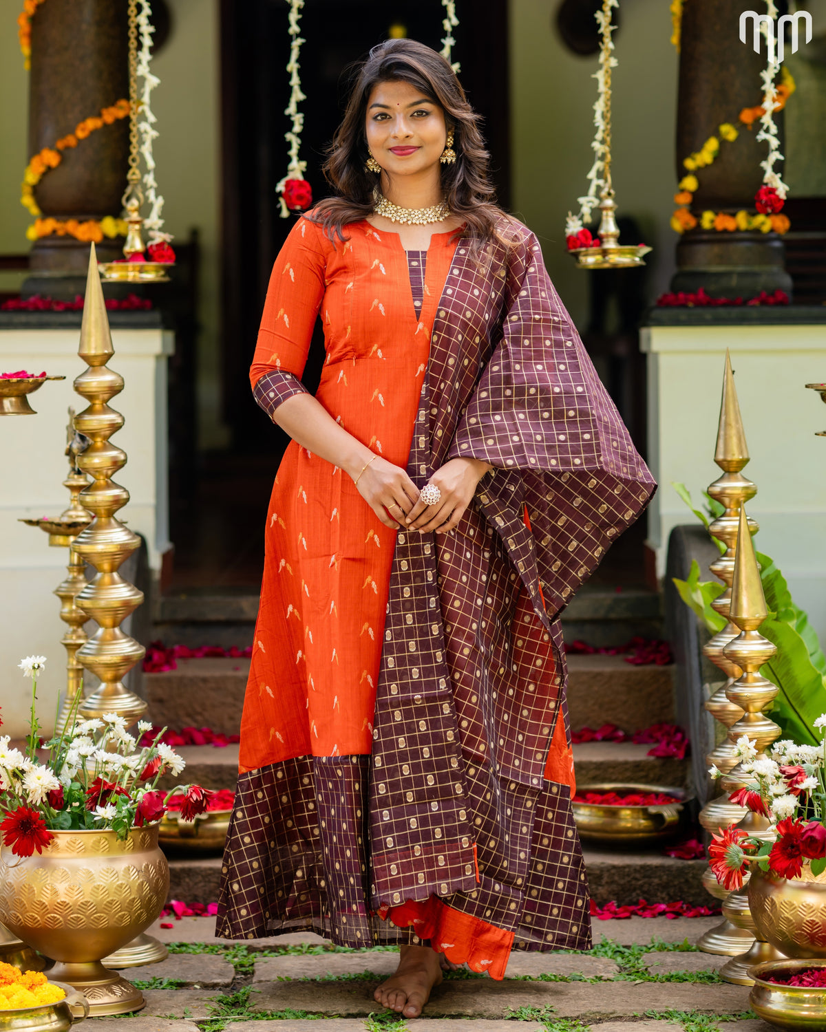 Avantika_01 Fancy Silk Maternity Maxi with Full Cotton Lining &amp; Dupatta