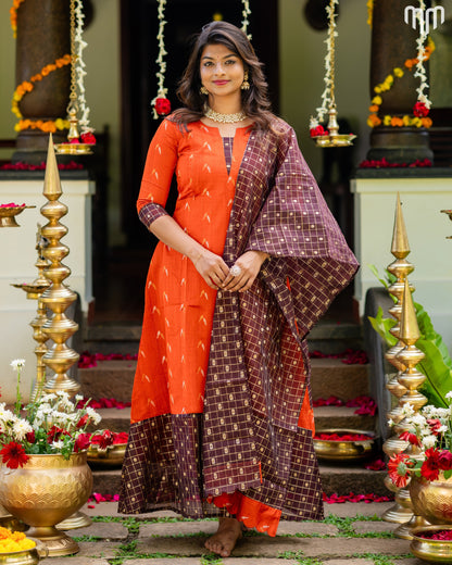 Avantika_01 Fancy Silk Maternity Maxi with Full Cotton Lining &amp; Dupatta