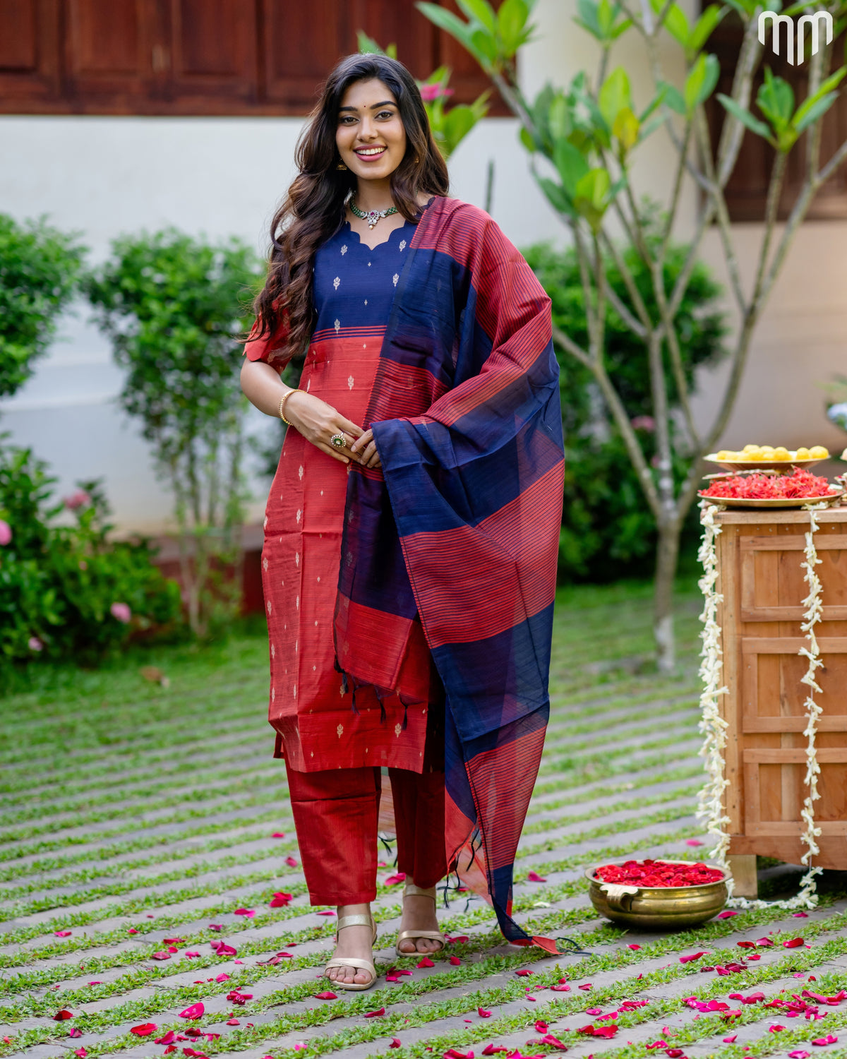 Mullai_V4 Premium Raw Silk Maternity Kurti Set with top cotton lining