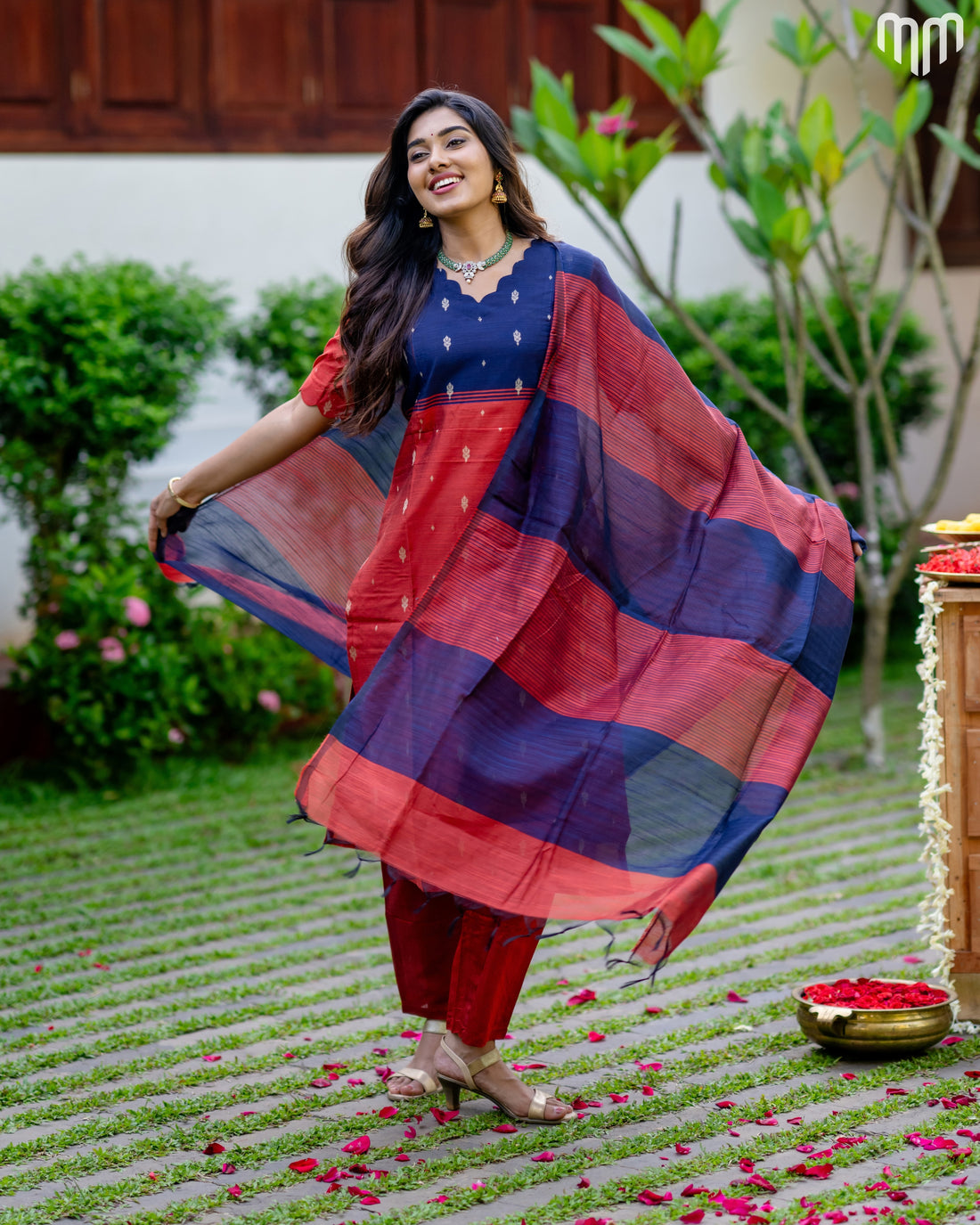 Mullai_V4 Premium Raw Silk Maternity Kurti Set with top cotton lining