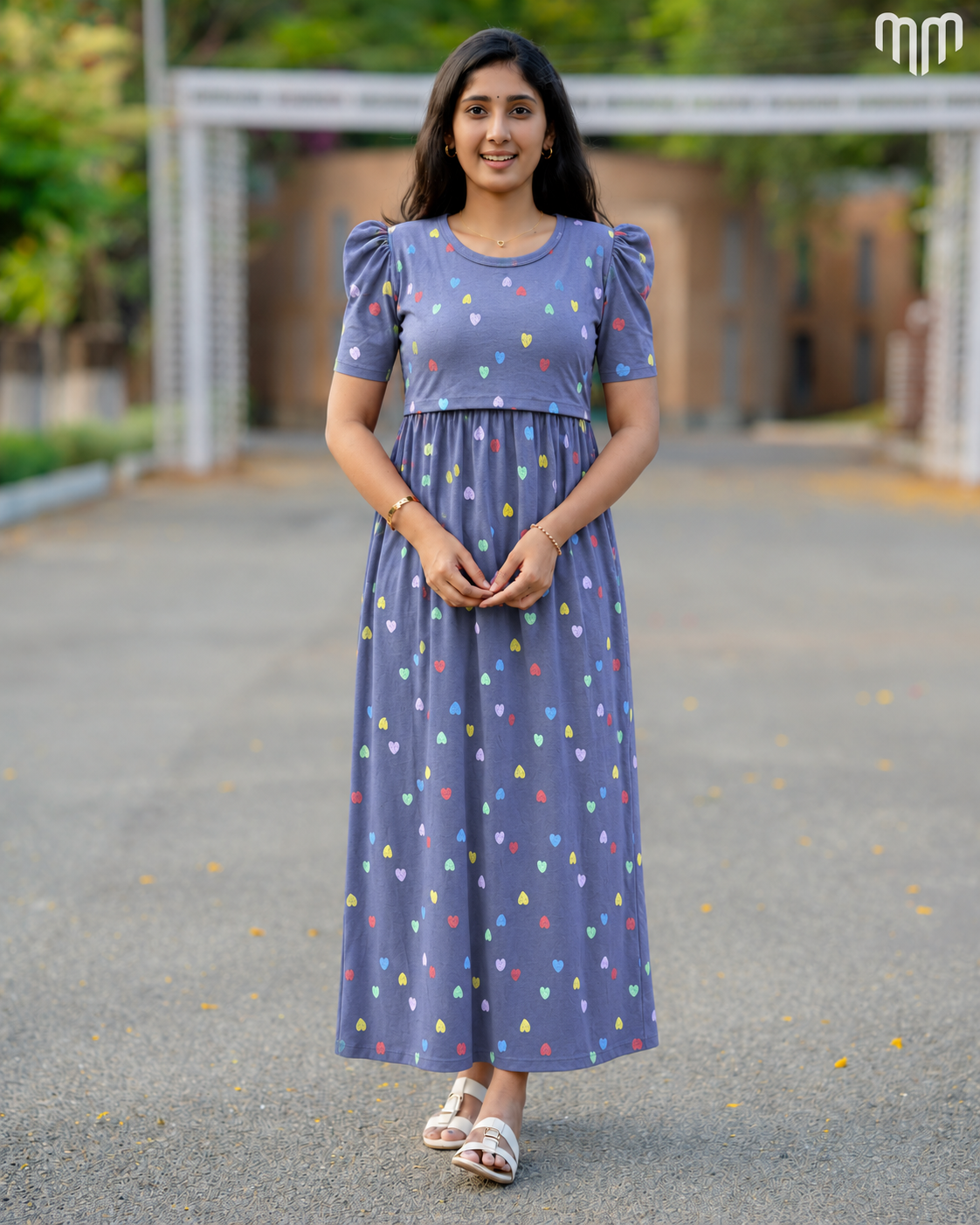 Periwinkle Candy Hearts Zipless Maternity Loungewear – Full Length